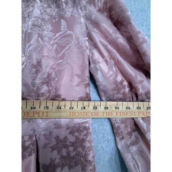 Serafina Jacket Womens 12 Pink Floral Jacquard Faux Fur Rhinestone Button Peplum - Picture 9 of 16